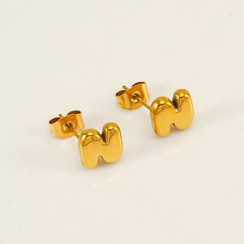 1 Piece Minimalist Classic Style Letter Plating 304 Stainless Steel 18K Gold Plated Ear Studs