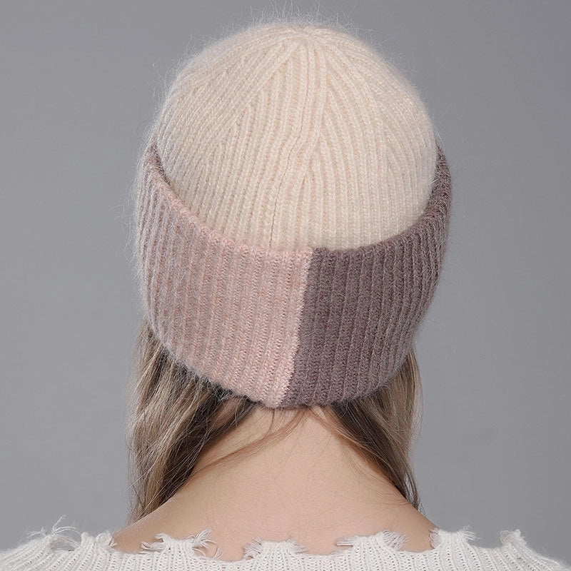 Women's Minimalist Color Block Flat Eaves Wool Cap