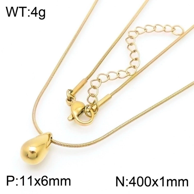 Minimalist Commute Water Droplets Solid Color Stainless Steel 18K Gold Plated Plating Chain Necklace