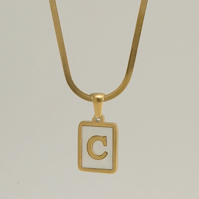 Stainless Steel 18K Gold Plated Casual  Plating Inlay Letter Shell Pendant Necklace