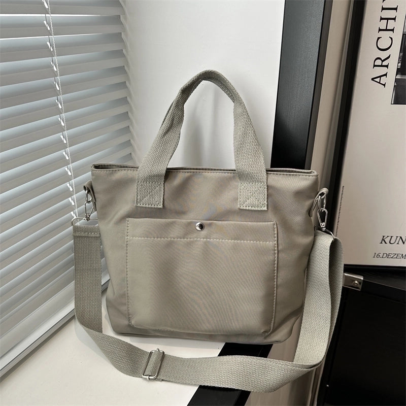 Women's Nylon Solid Color Basic Zipper Shoulder Bag