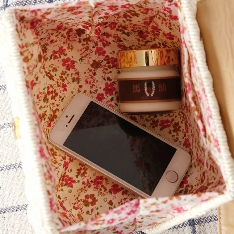 Women's Small Straw Solid Color Basic Square Flip Cover Crossbody Bag