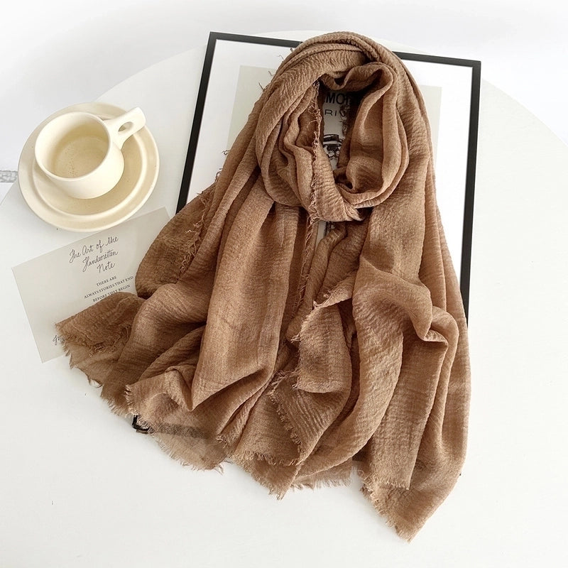 Women's Minimalist Solid Color Imitation Cotton And Linen Silk Scarf
