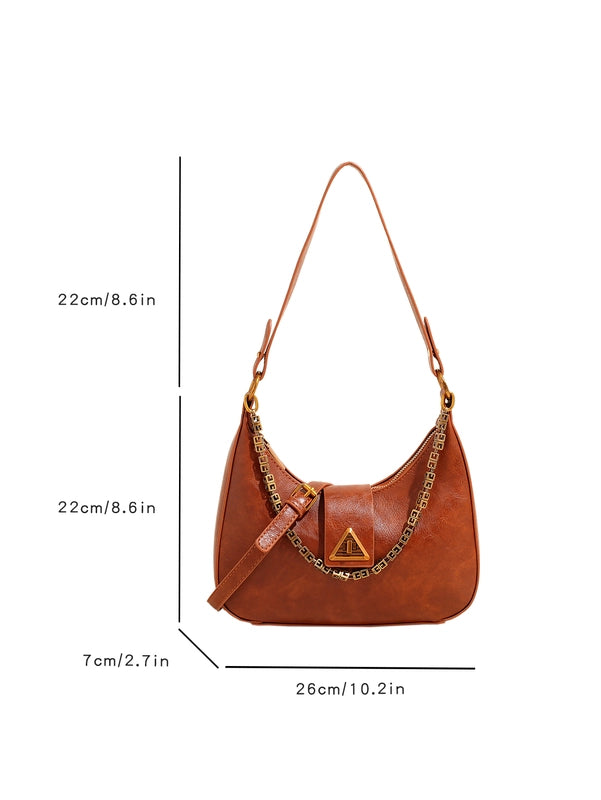 Women's Pu Leather Solid Color Classic Style Dumpling Shape Buckle Shoulder Bag