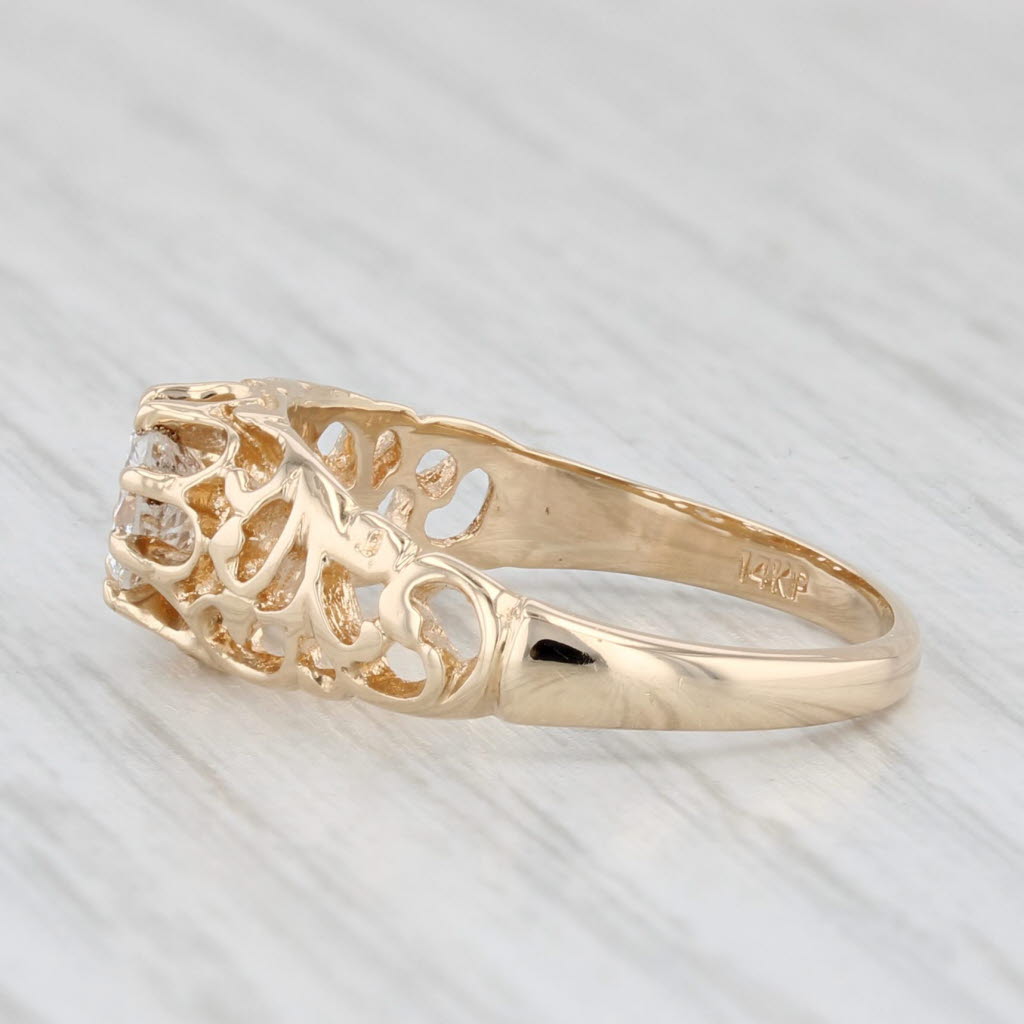 0.53ct Round Diamond Solitaire Engagement Ring 14k Gold Ornate Openwork Sz 6.75