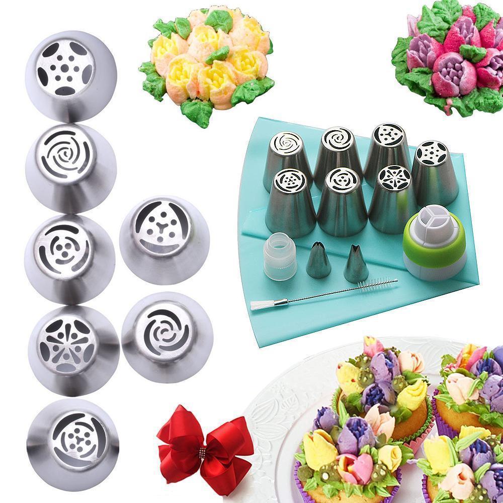 Stainless steel spout set (13 pieces) for cupcakes and cake decoration action