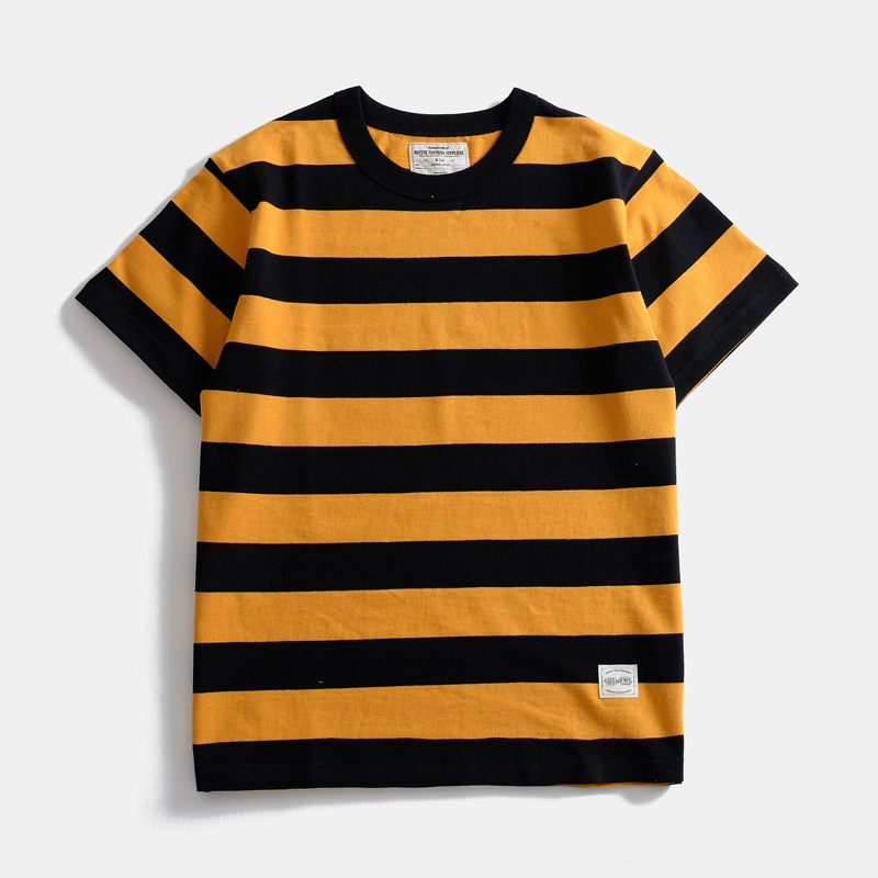 American Heavy 260g Cotton Wide Stripe Casual Short-sleeved T-shirt