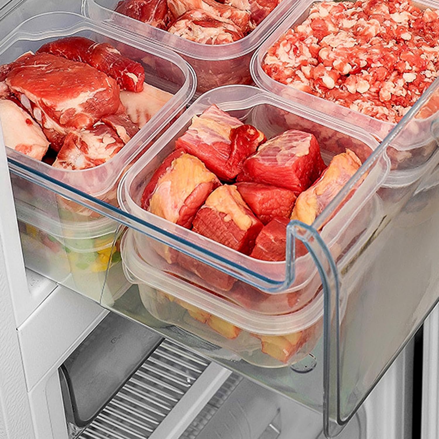 (Pack Of 2) Refrigerator Frozen Meat Preservation Box. Freezer Storage Box