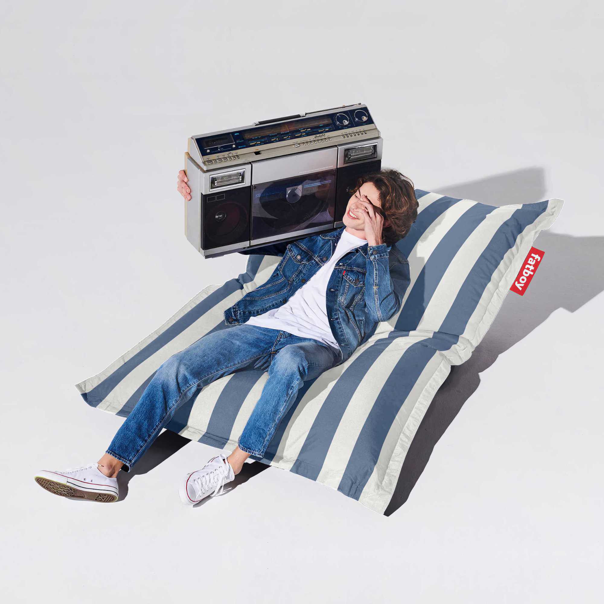 Fatboy Original Outdoor beanbag. Stripe ocean blue