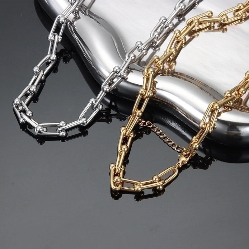 8 Pieces Minimalist Streetwear U Shape Titanium Steel Plating Necklace