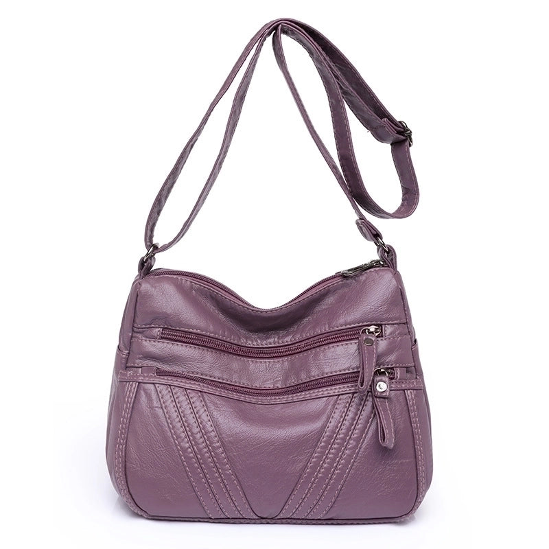 Women's Pu Leather Solid Color Vintage Style Square Zipper Square Bag
