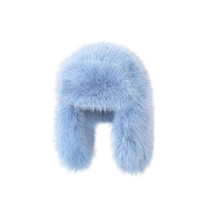 Korean Style Blue Faux Mink Plush Lei Feng Hat Women's Autumn And Winter Cycling Thickened Warm Skiing Cold-proof Earmuffs