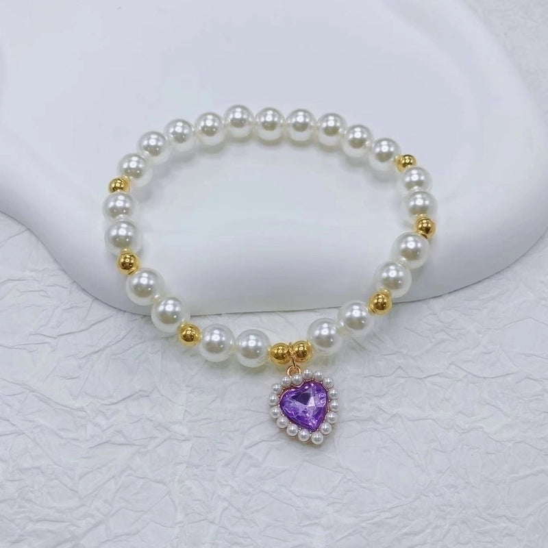 Sweet Imitation Pearl Heart Shape Pet Collar