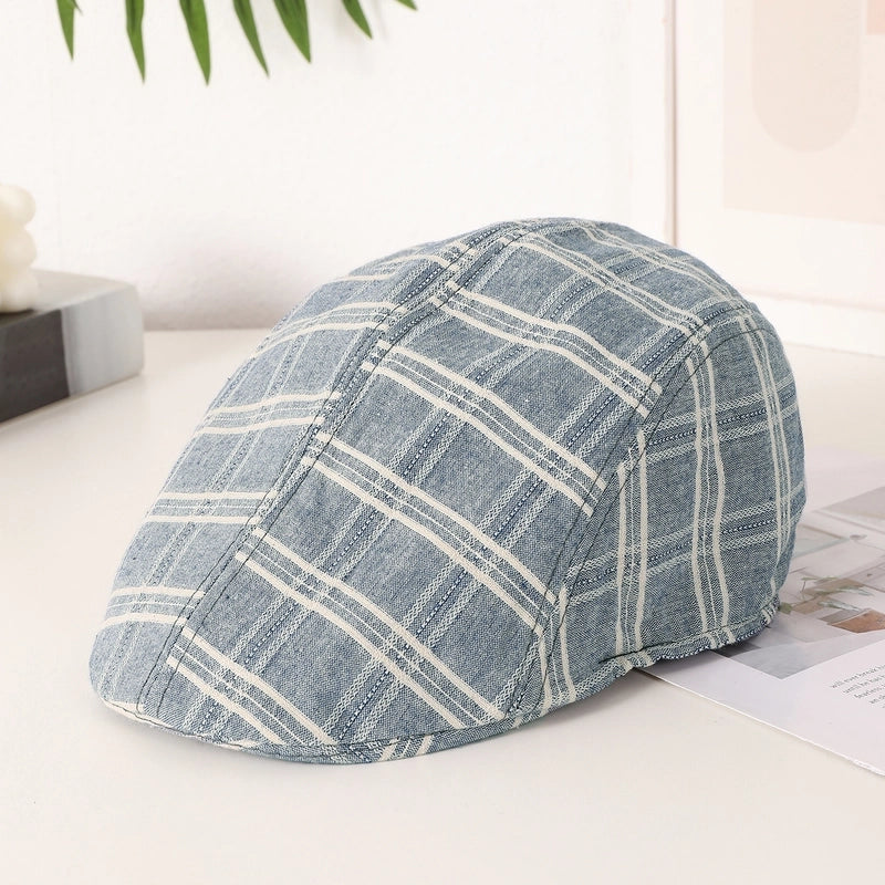 Unisex Vintage Style Artistic Plaid Short Brim Advance Hats