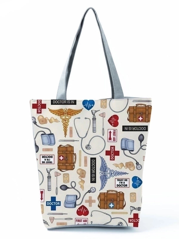 Women's Basic Letter Polyester Shopping Bags