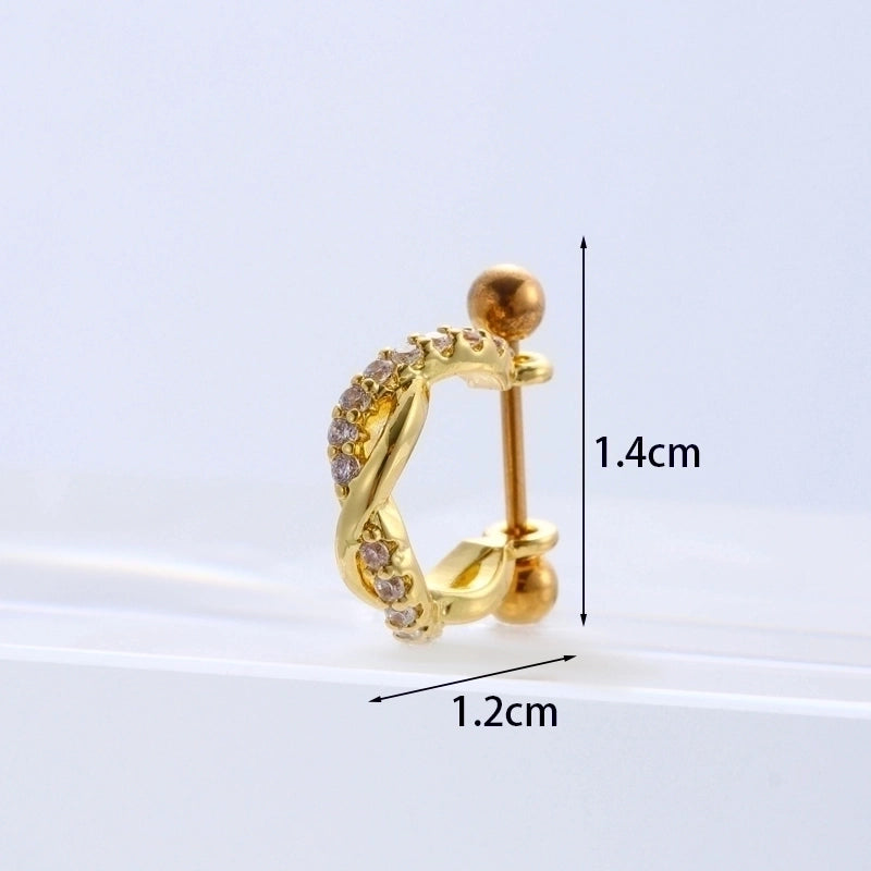 Ear Cartilage Rings & Studs Fashion U Shape 316L Stainless Steel  Copper Inlaid Zircon