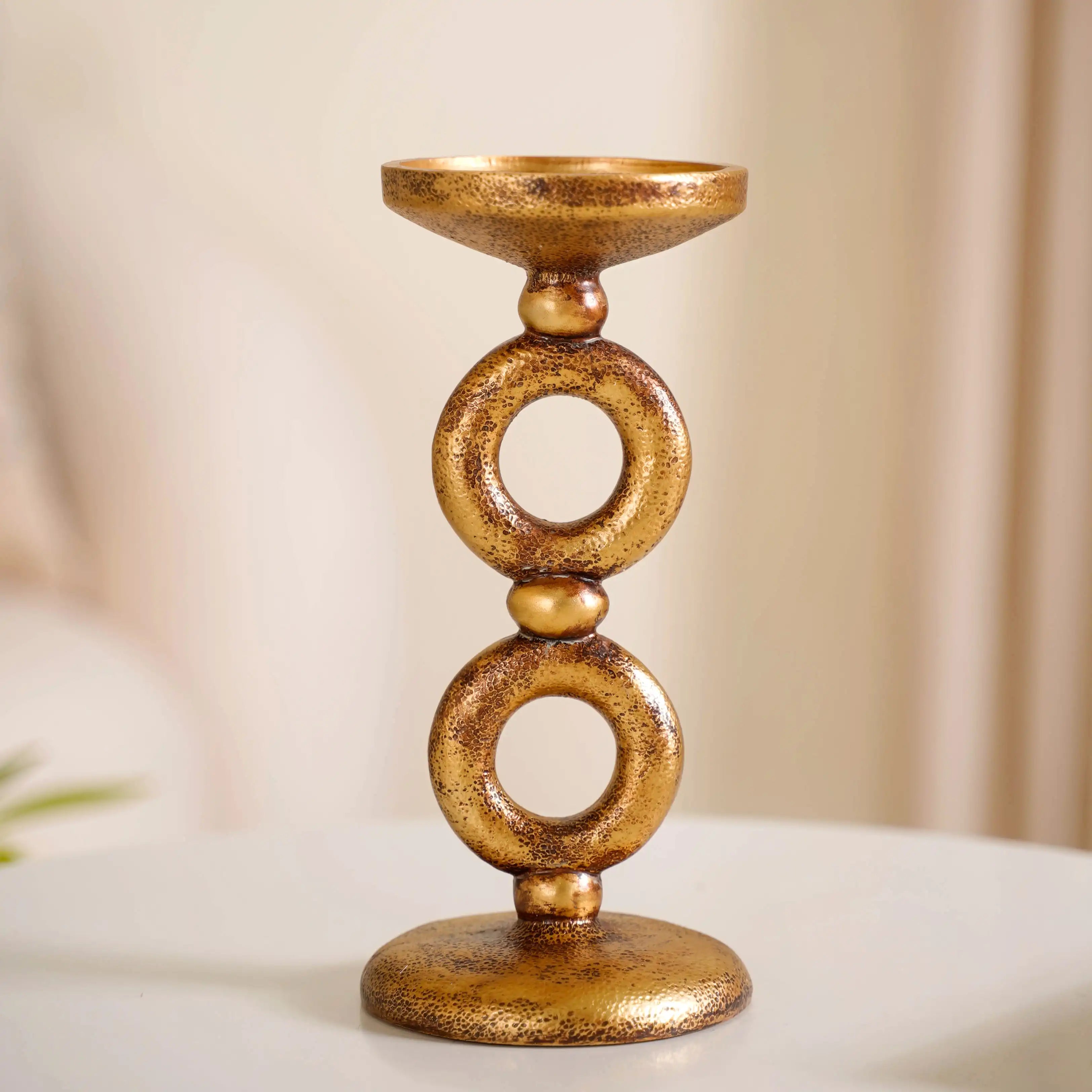 Antique Finish Rings Candle Stand Gold