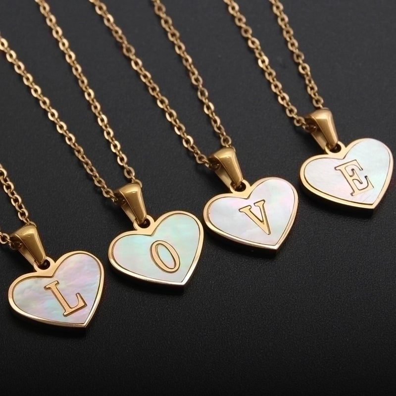 Casual Letter 304 Stainless Steel Shell Shell 18K Gold Plated Plating Inlay Pendant Necklace