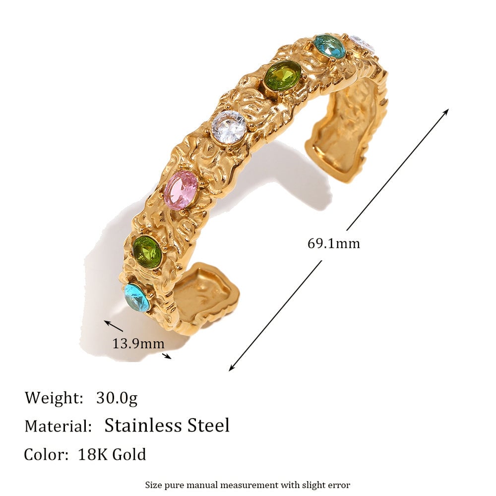 Personalized Earrings Stainless Steel Plated With 18K Gold Irregular Micro-Diamond Casting Bracelet Ring