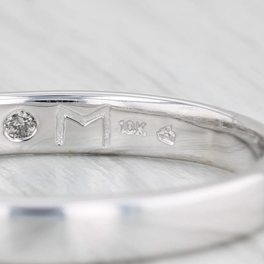 0.18ctw Diamond Wedding Band 10k White Gold Size 10.25 Stackable Ring