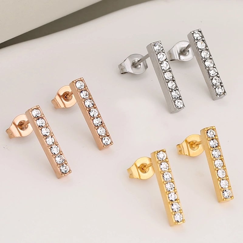 1 Set 1 Pair Luxurious Shiny Cross 304 Stainless Steel Ear Studs