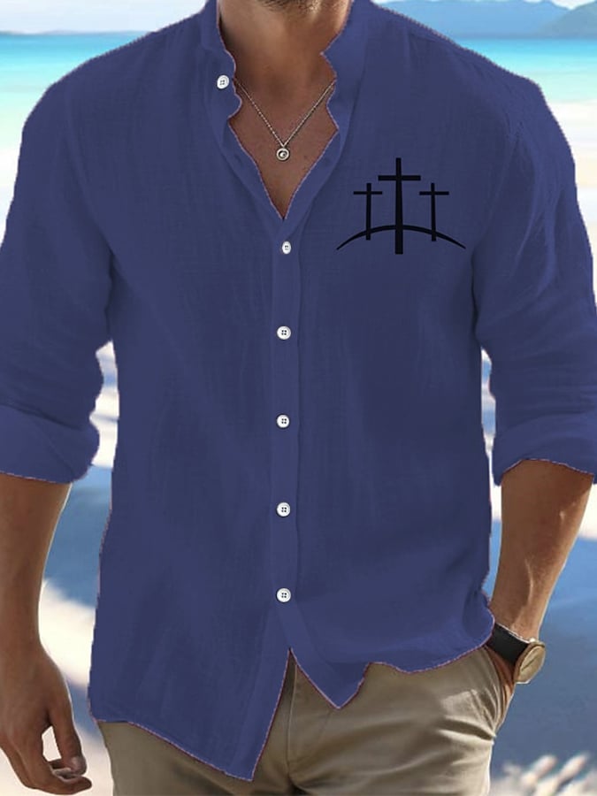 Men's Faith Printed Simple Resort Casual Shirt