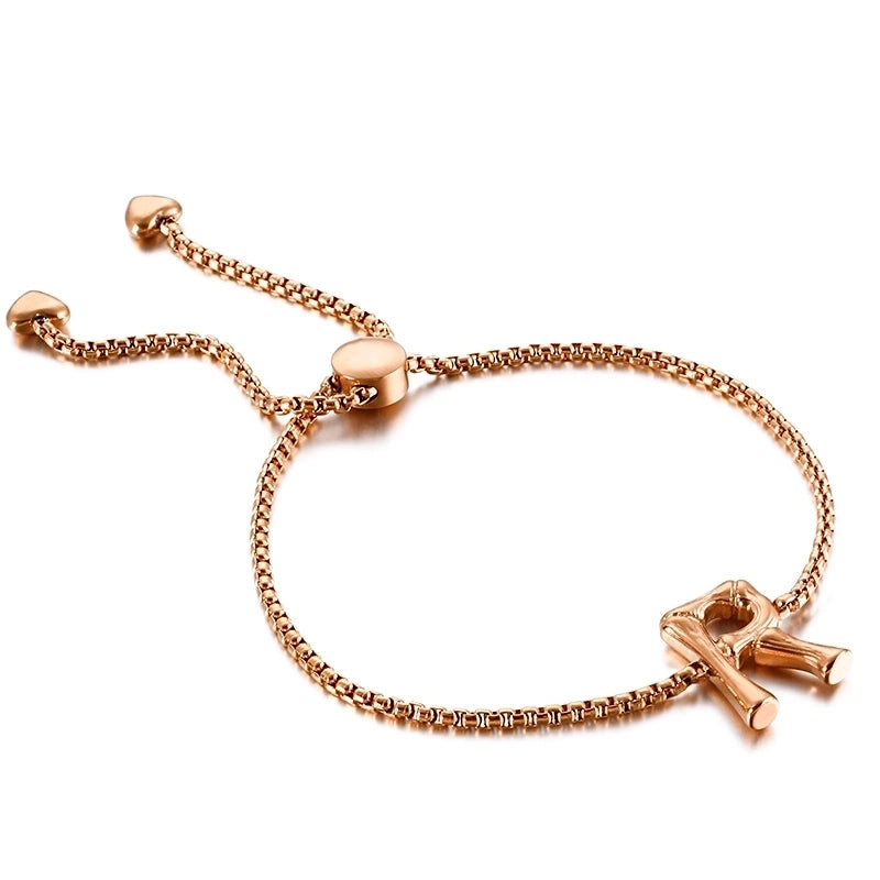 Casual Minimalist Letter Heart Shape Stainless Steel 18K Gold Plated Bracelets In Bulk