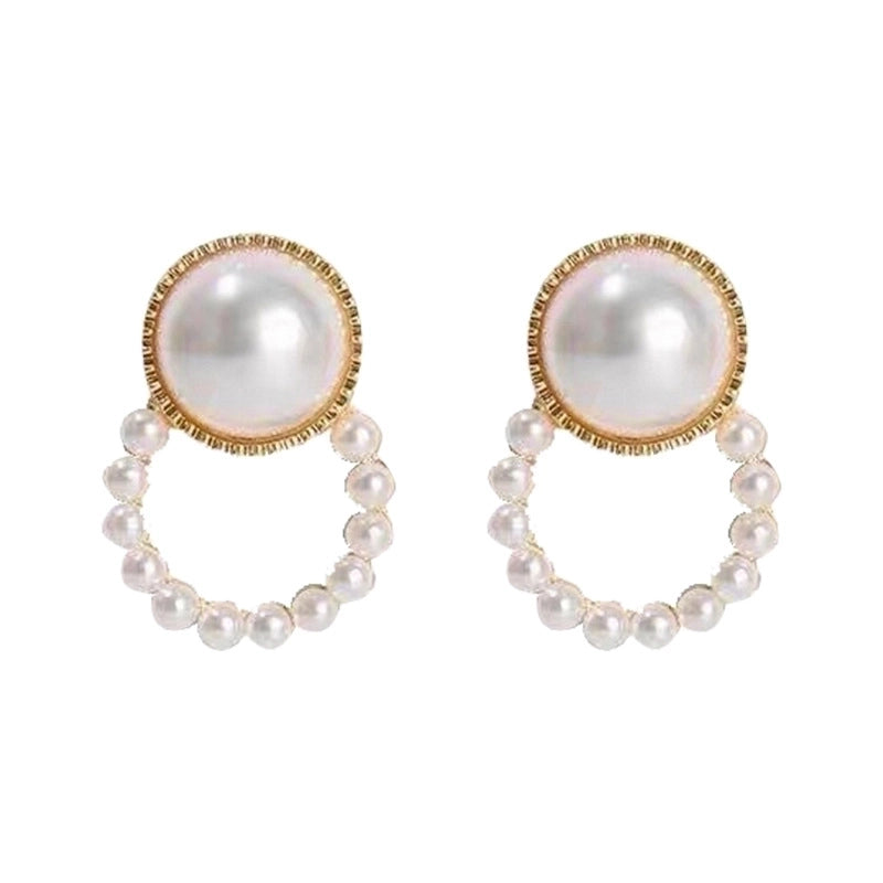 1 Pair Minimalist Round Inlay Alloy Zircon Ear Studs