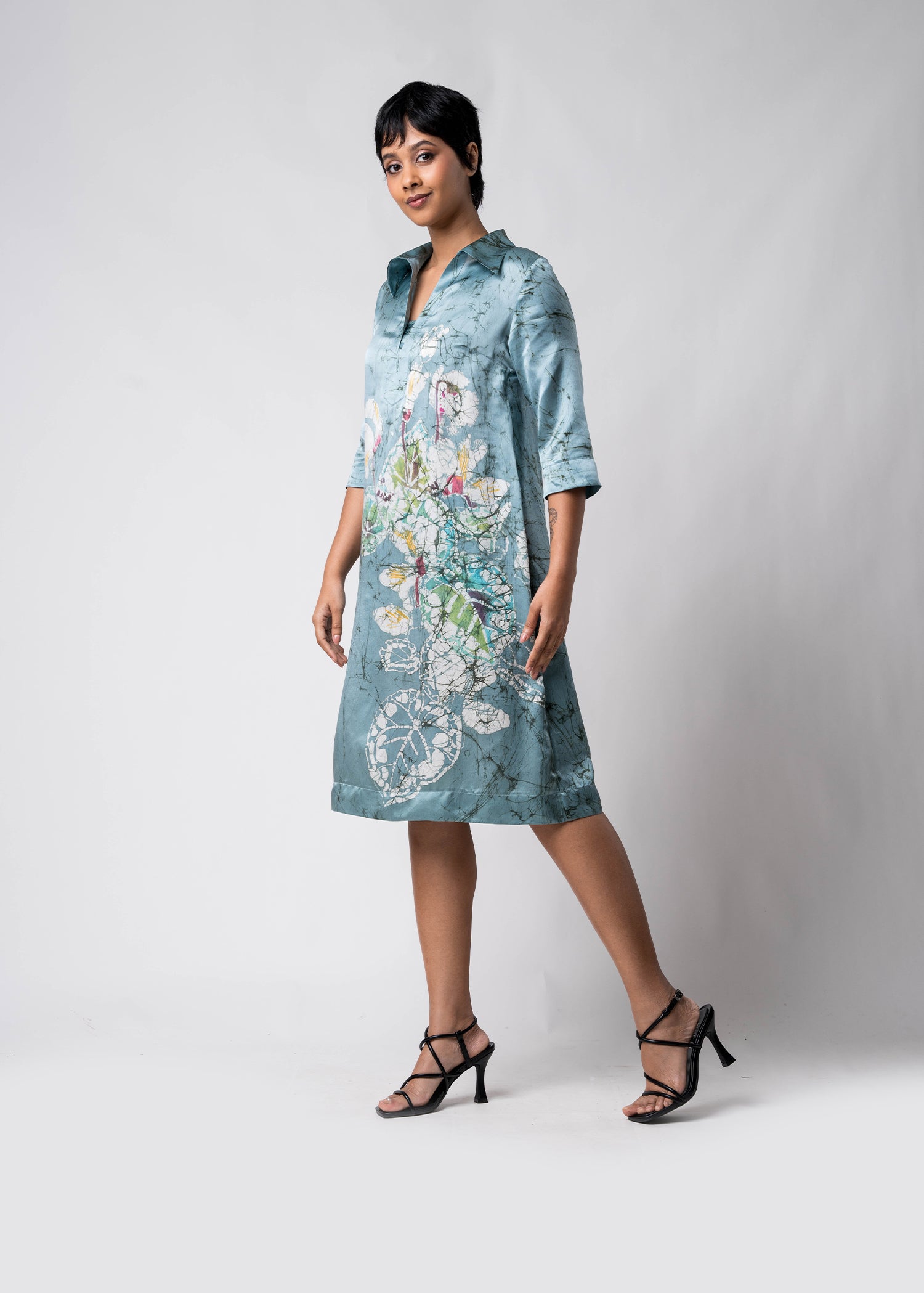 Batik hand floral hand printed straight dress