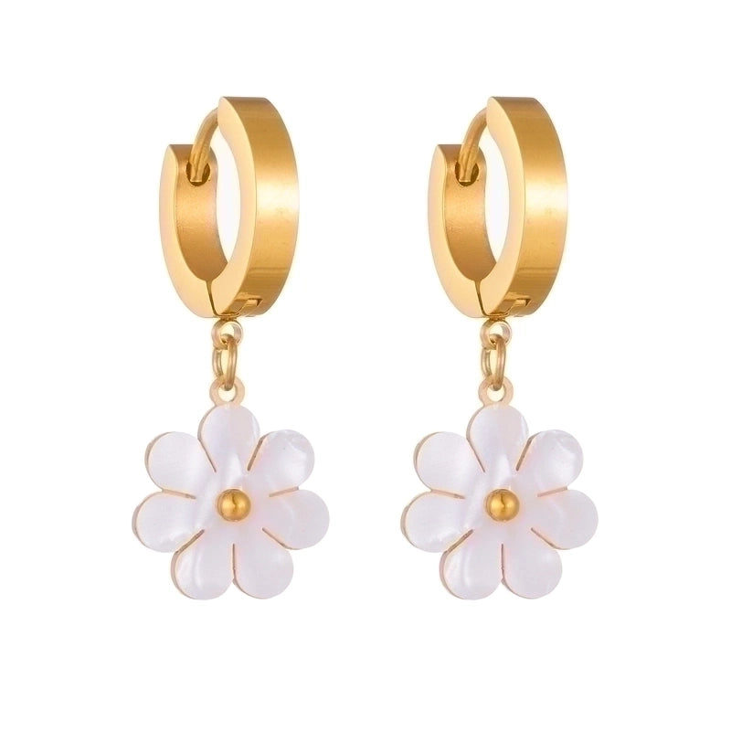 Titanium Steel 18K Gold Plated Sweet Pastoral Plating Flower Acrylic Layered Necklaces