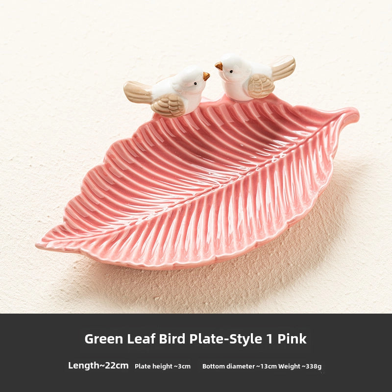 Bird Dim & Sum Plate Ceramic Jewelry Storage Plate Creative Cute Storage Rack Soap Dish Light Luxury High-end Plate