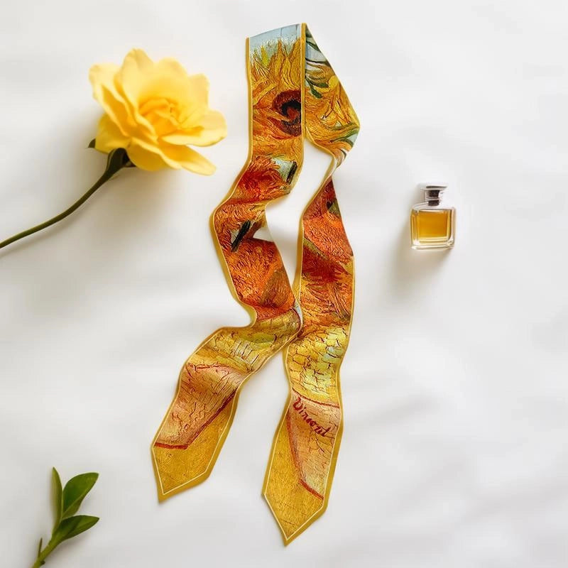 Women's Fairy Style Sweet Flower Satin Silk Scarf