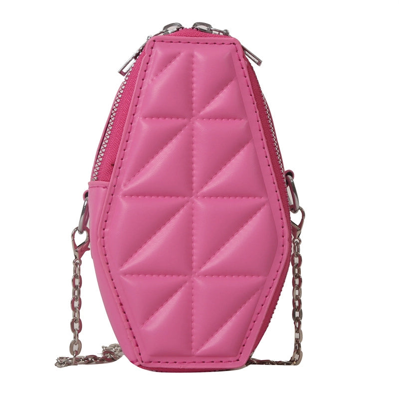Women's Small All Seasons Pu Leather Argyle Elegant Square Zipper Shoulder Bag Square Bag Chain Bag