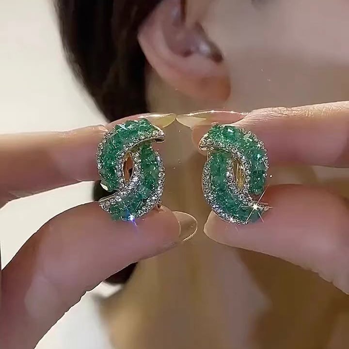 💖💕Fashion Cross Green Crystal Earrings