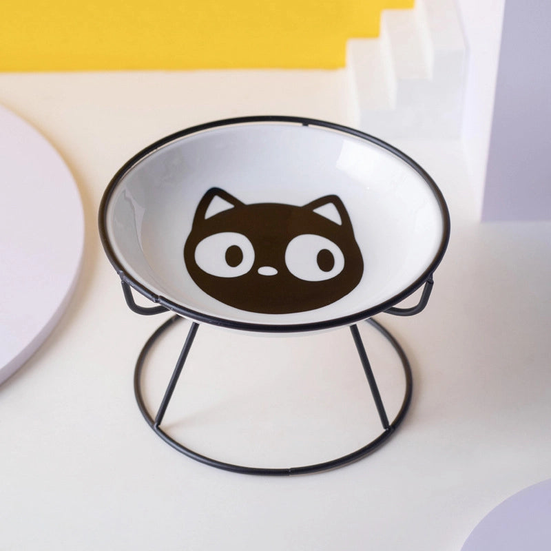 Pet Ceramic Bowl Cat Plate High Cat Food Plate Snack Plate Canned Plate Anti-cervical Spondylosis Anti-overturning Cat Bowl