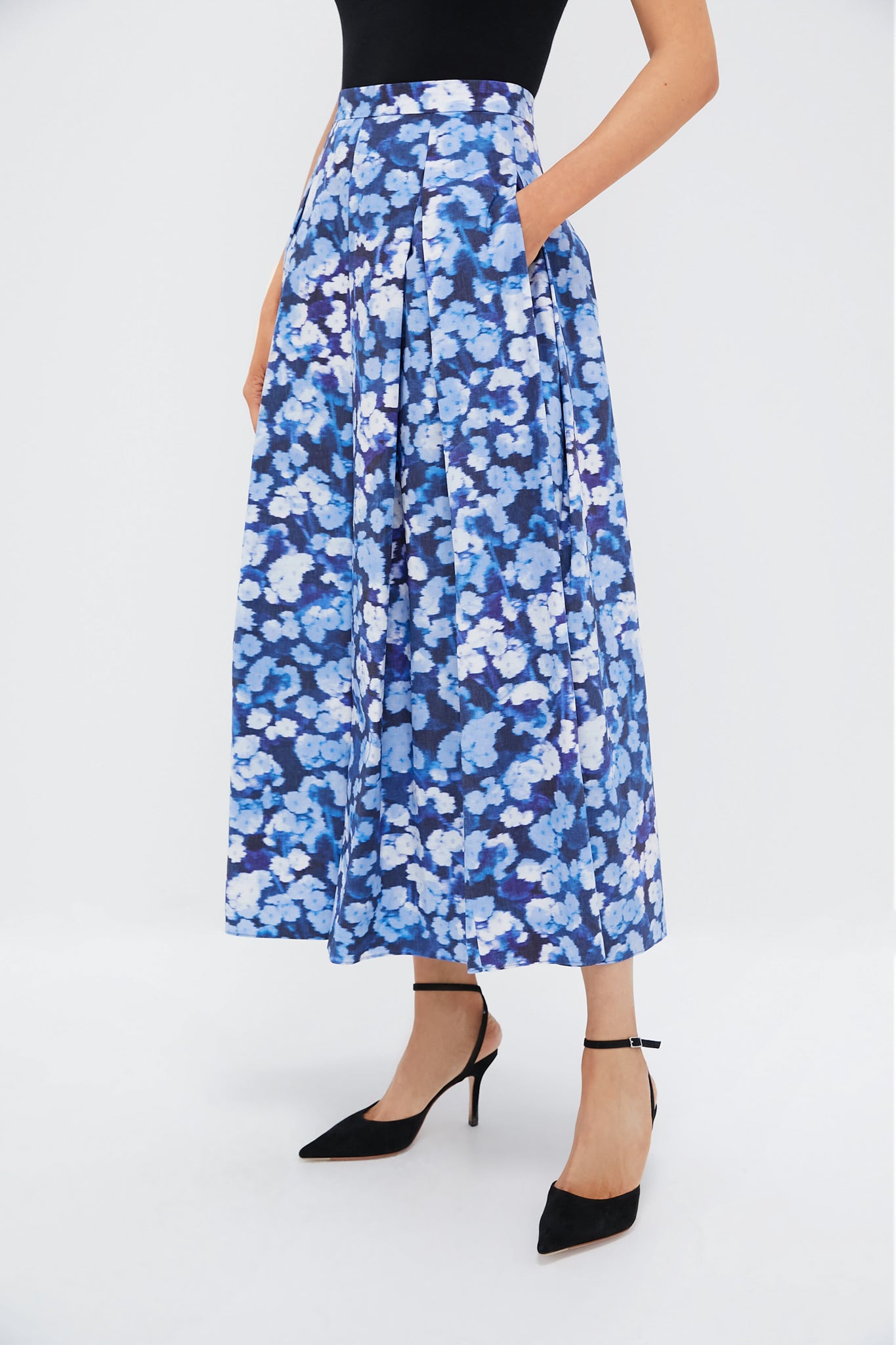 Havelock Blossom Indigo Pleated Midi Skirt