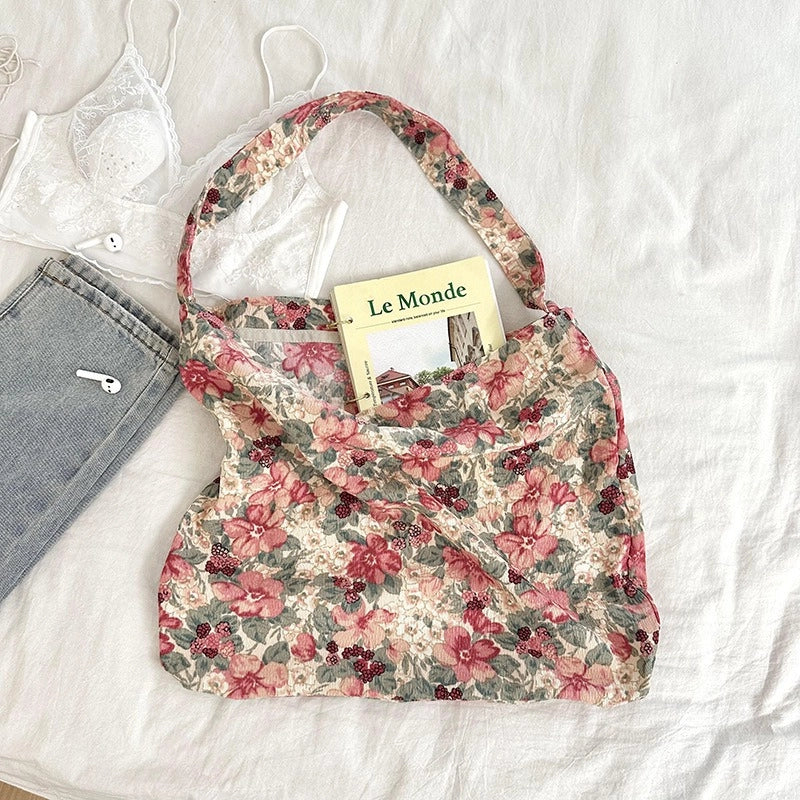 Niche Canvas Bag For Women 2024 New Summer Design Sense High Quality Artistic Floral Canvas Bag