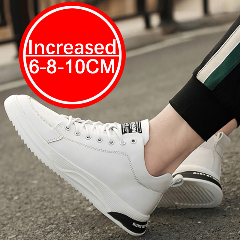 Gptsolvy Fashion Genuine Leather Men Skataboard Shoes Elevator 6/8CM Height Increase Sports Hollow Breathable Sneakers Heightening Shoes