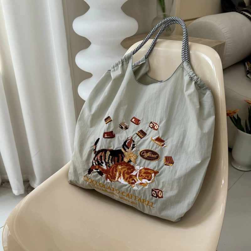 Women's Vintage Style Classic Style Printing Animal Nylon Shopping Bags