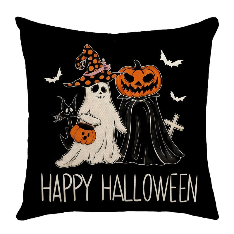 Halloween Minimalist Pumpkin Letter Ghost Linen Pillow Cases Couch & Sofa Decor