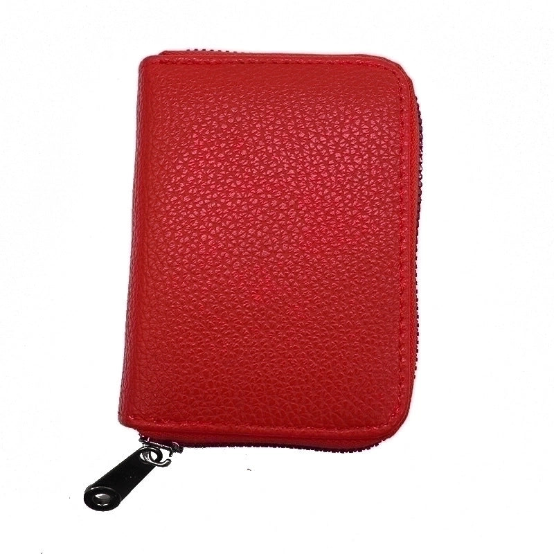Unisex Solid Color Pu Leather Zipper Card Holders