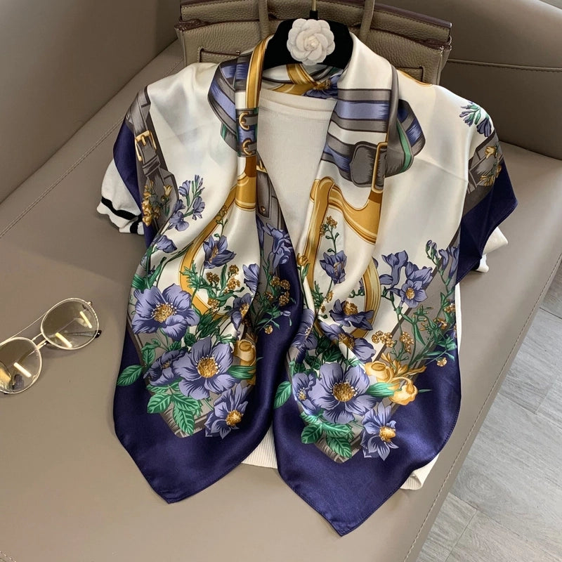 Women's Elegant Minimalist Printing Silk Printing Silk Scarf