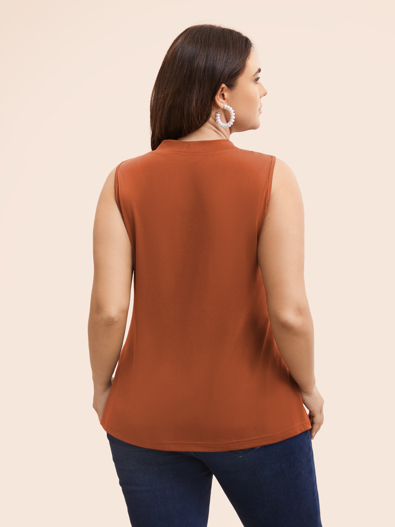 Solid Asymmetrical Neck Twist Front Tank Top