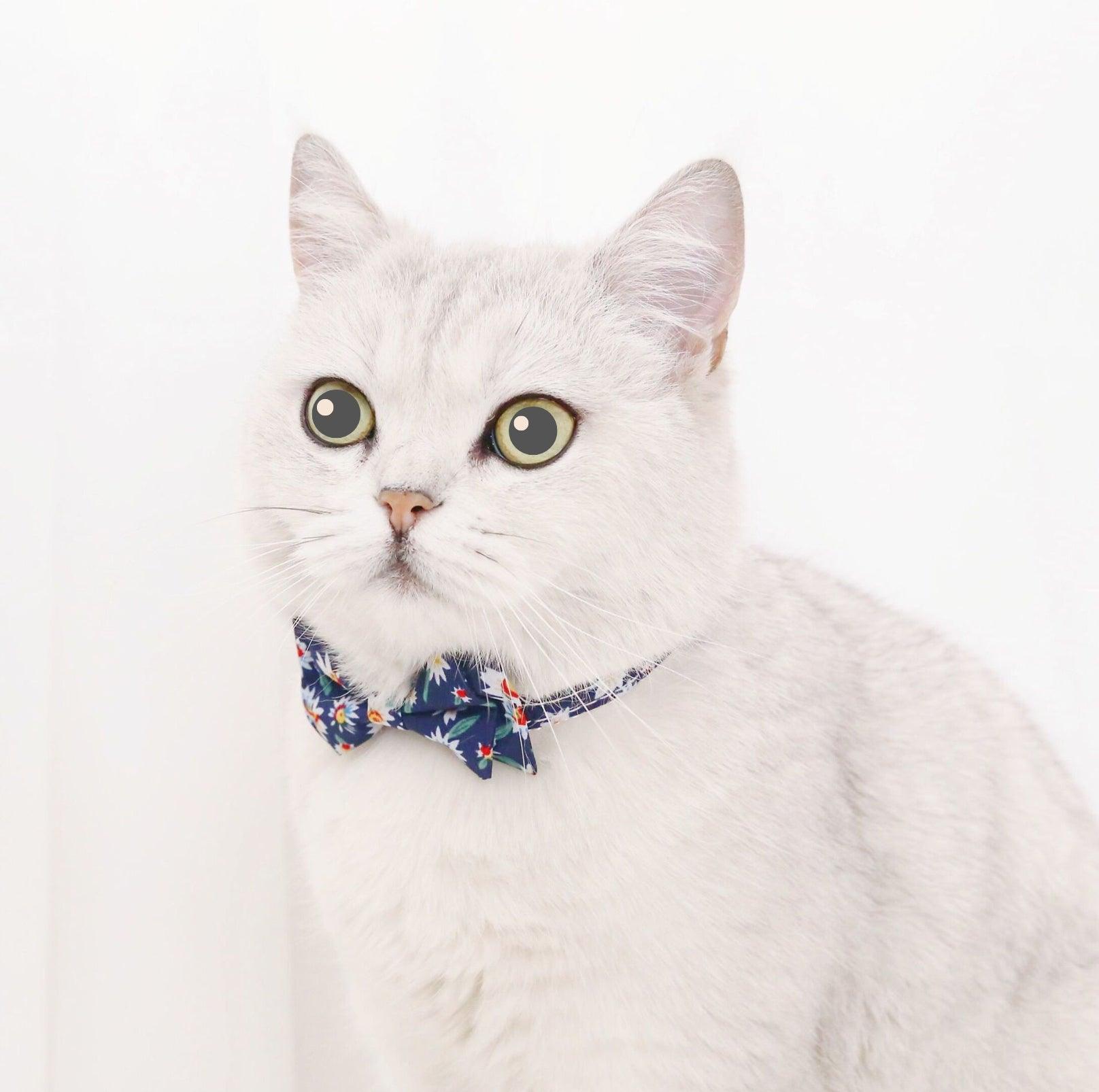 Adjustable Floral Bowtie Collar with Bell