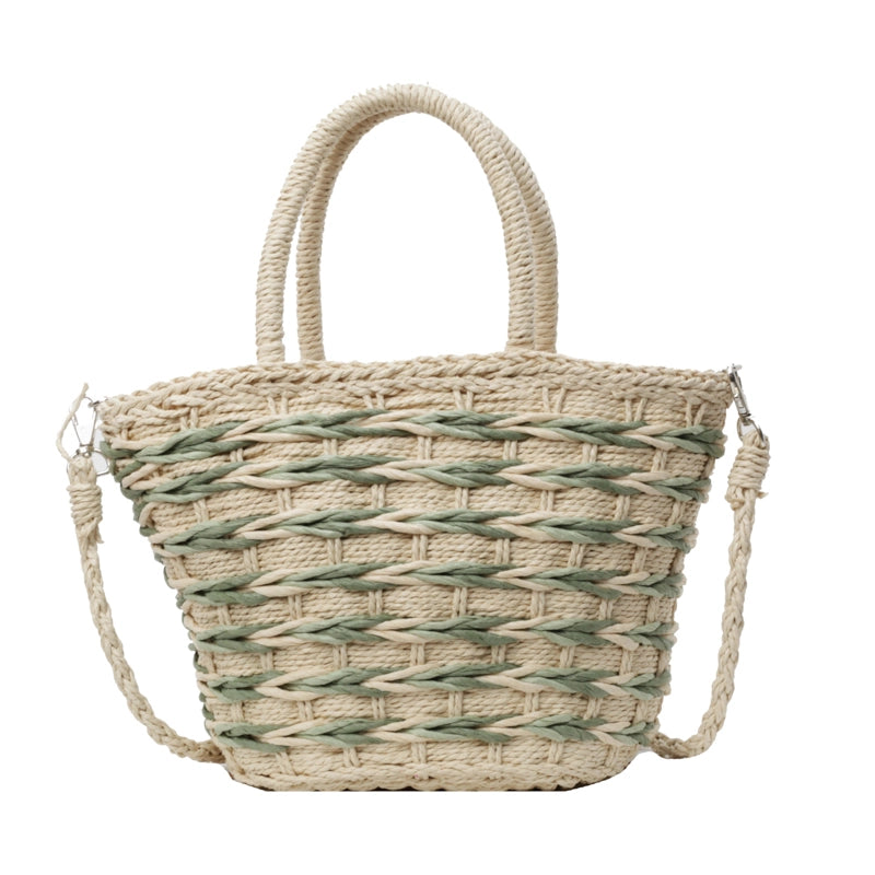 Women's Medium Straw Solid Color Vacation Beach Weave String Crossbody Bag