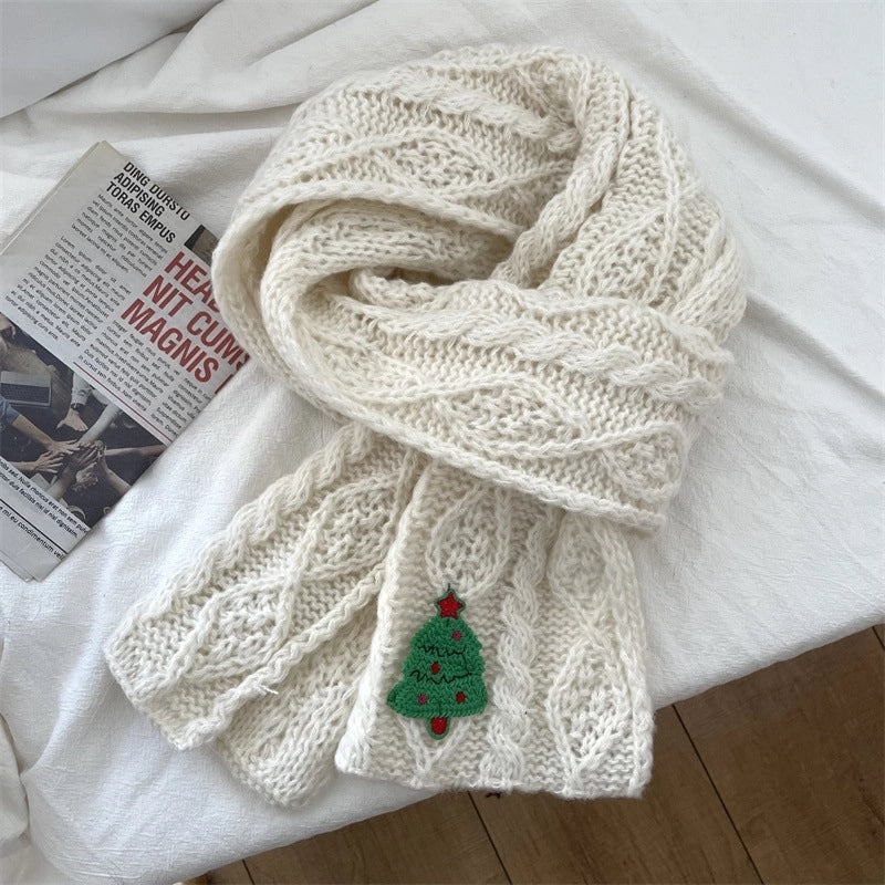 Women's Cute Sweet Christmas Tree Yarn Scarf