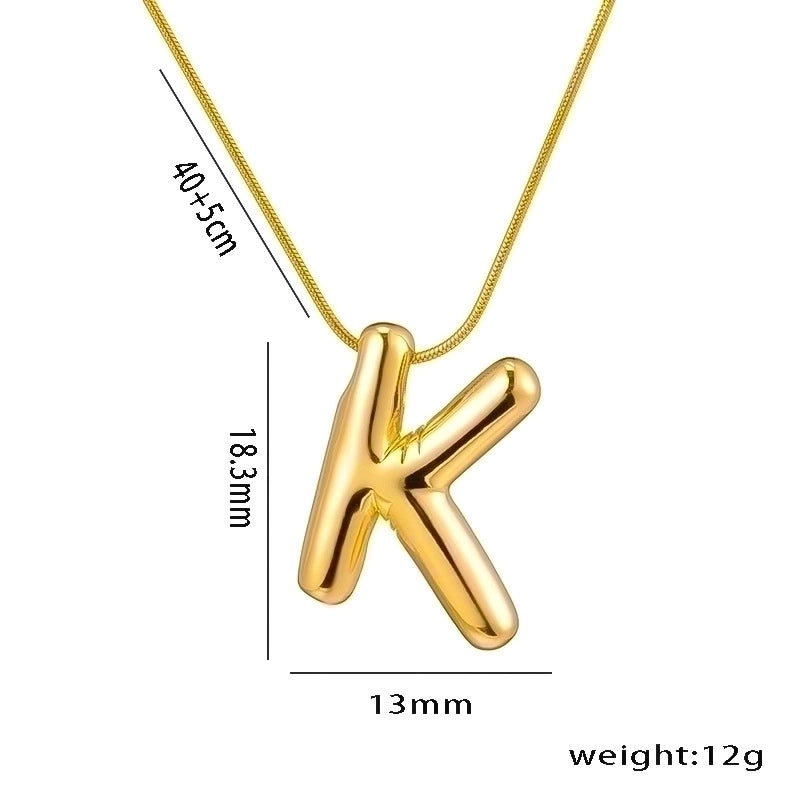 Titanium Steel Minimalist Letter Plating Pendant Necklace