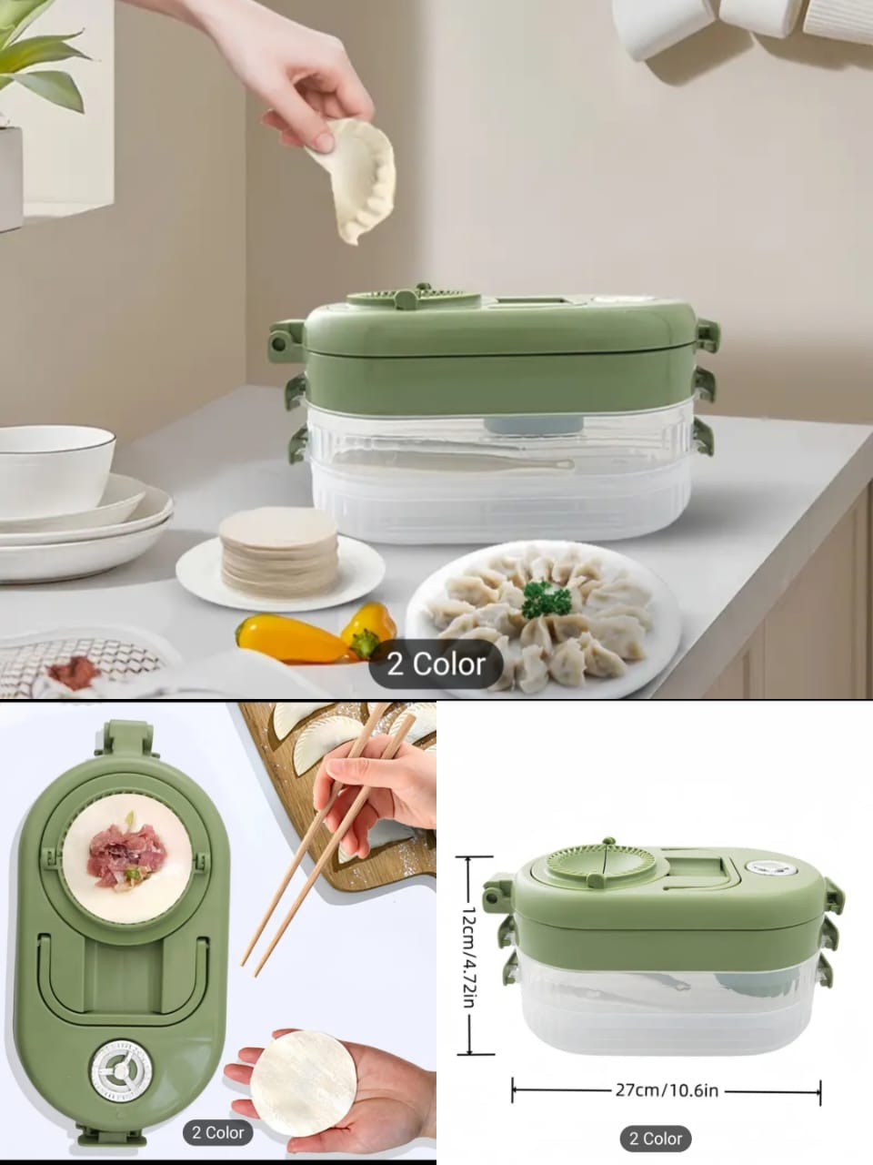 MULTIFUNCTIONAL DUMPLING MAKER MANUAL DOUGH PRESS MOLD PLASTIC STORAGE BOX FOR DUMPLINGS