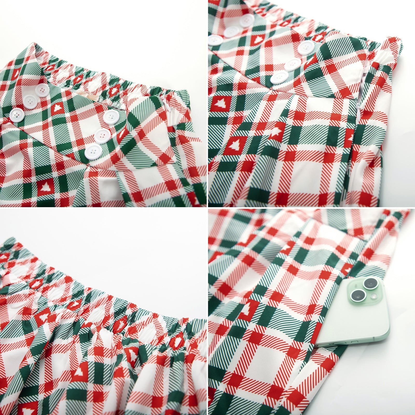 High Waist Plaid Style Bow Pattern A-Line Skirt