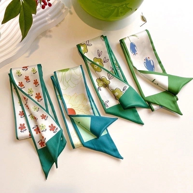 Women's Ig Style Casual Flower Satin Silk Scarf